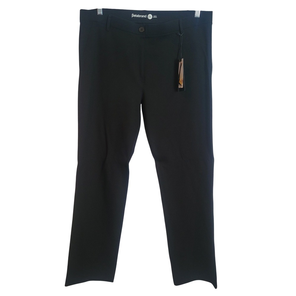Betabrand Dress Pant Yoga Pants Womens 2XL Black Straight‎ Leg Casual Preppy NEW